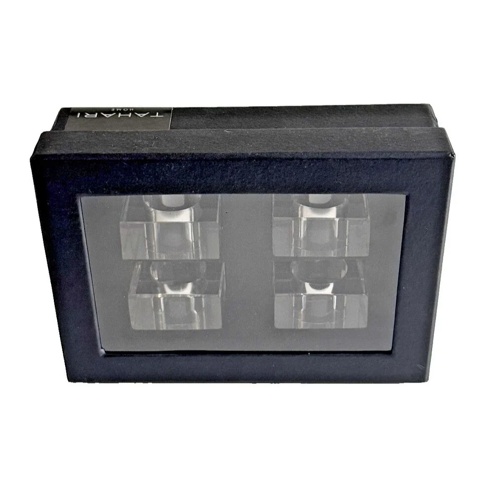 Tahari Home Napkin Rings Set of 4 Clear Acrylic Round Napkin Holders Dining